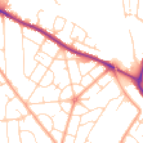 Daytime road noise heatmap for IP3 9EB