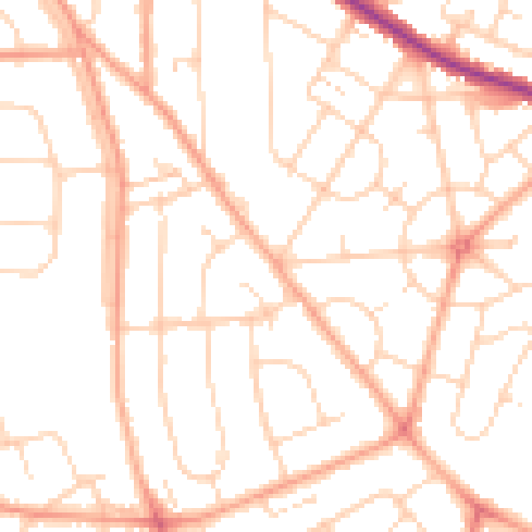 Daytime road noise heatmap for IP3 9JH