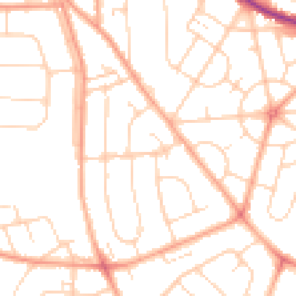 Daytime road noise heatmap for IP3 9LE