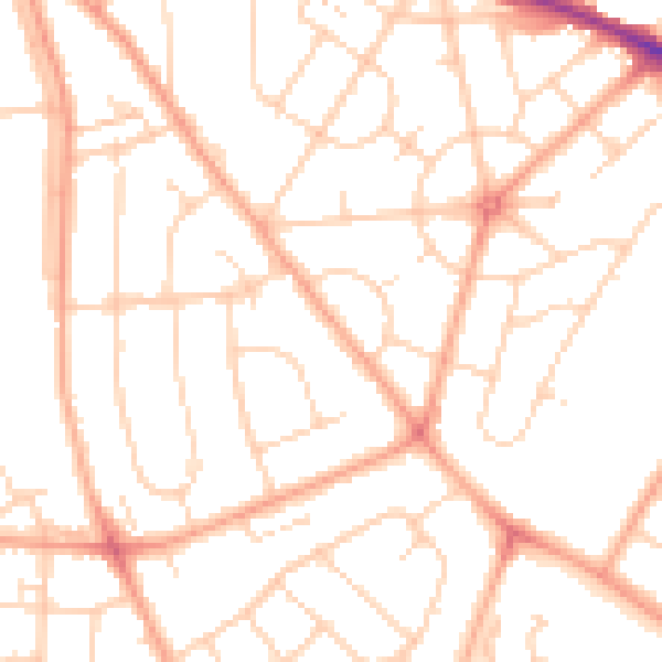 Daytime road noise heatmap for IP3 9NA