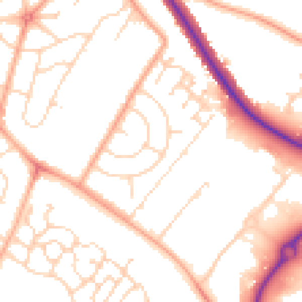 Daytime road noise heatmap for IP3 9RG
