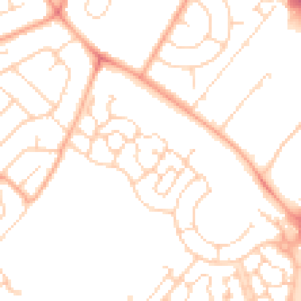Daytime road noise heatmap for IP3 9TU