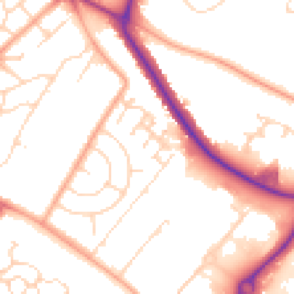 Daytime road noise heatmap for IP3 9WN