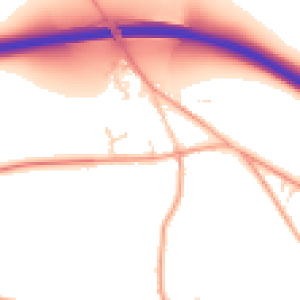 Daytime road noise heatmap for IP30 9AB