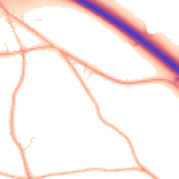 Daytime road noise heatmap for IP30 9AQ
