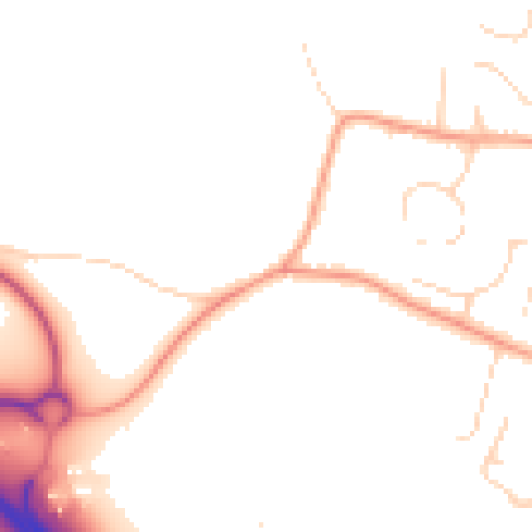 Daytime road noise heatmap for IP30 9DZ