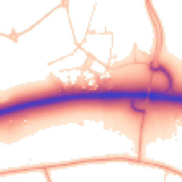 Daytime road noise heatmap for IP30 9NE