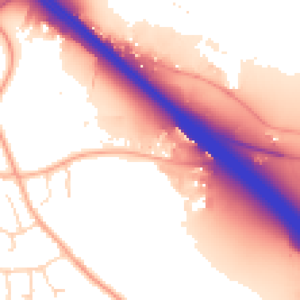 Daytime road noise heatmap for IP30 9QS