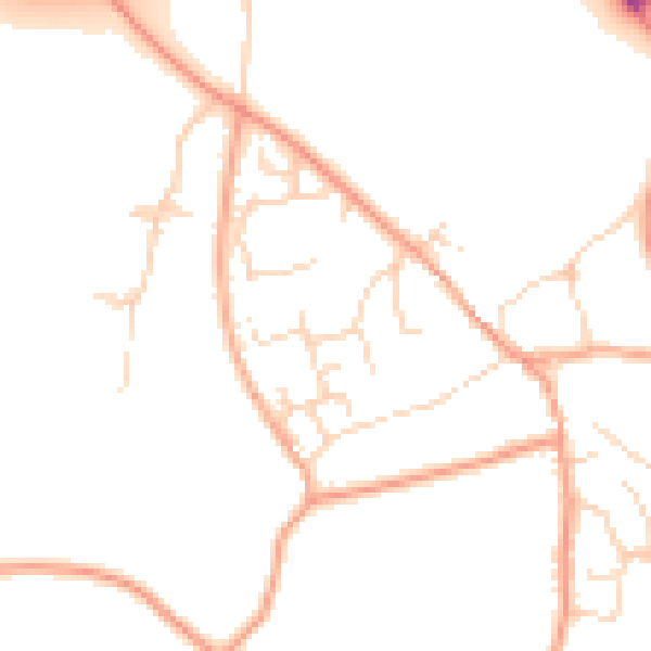 Daytime road noise heatmap for IP30 9SD