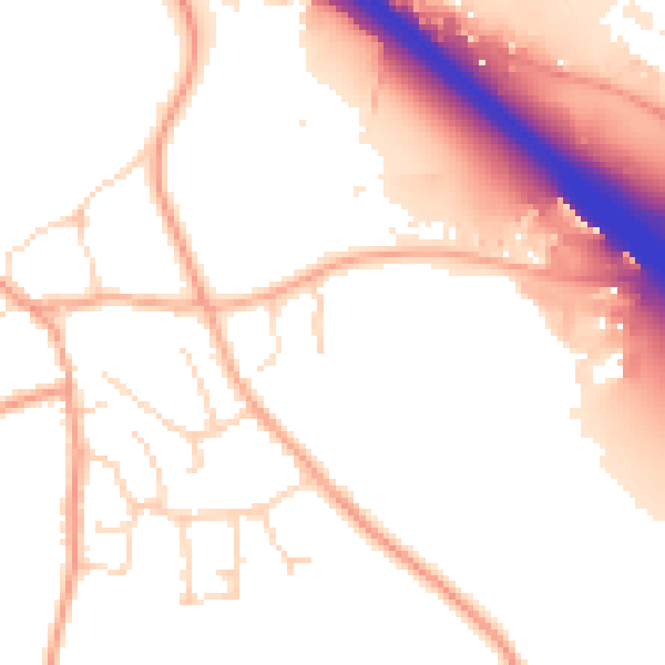 Daytime road noise heatmap for IP30 9YW