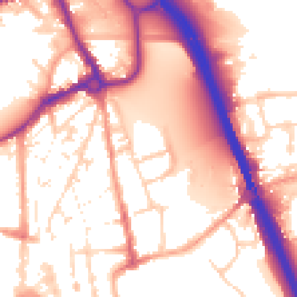 Daytime road noise heatmap for IP33 1AH