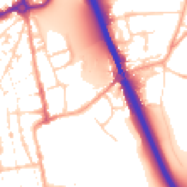 Daytime road noise heatmap for IP33 1AP