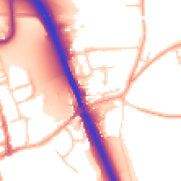 Daytime road noise heatmap for IP33 1AQ