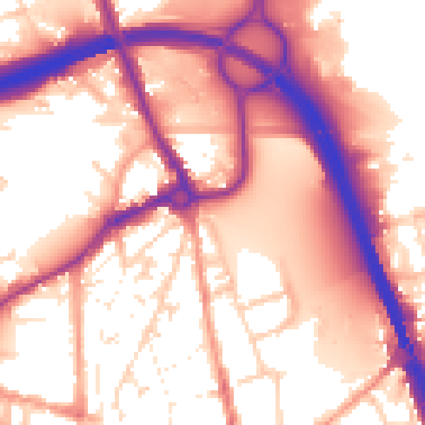 Daytime road noise heatmap for IP33 1AZ