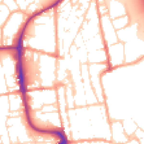 Daytime road noise heatmap for IP33 1DD