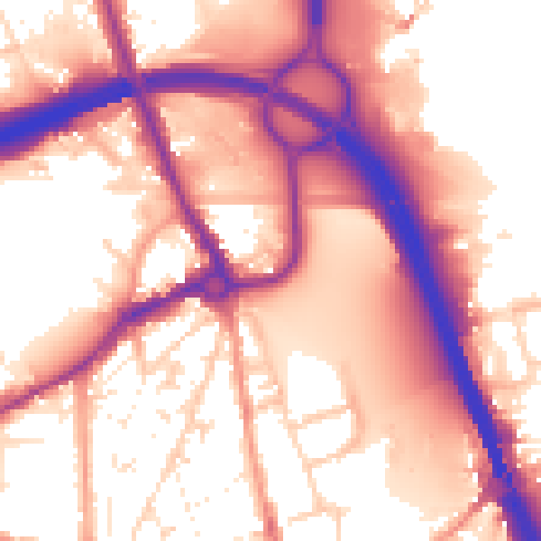 Daytime road noise heatmap for IP33 1GZ