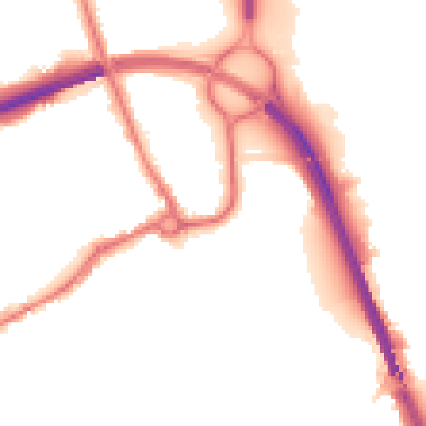 Night-time road noise heatmap for IP33 1GZ