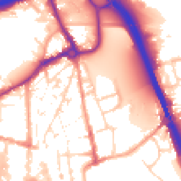 Daytime road noise heatmap for IP33 1HU