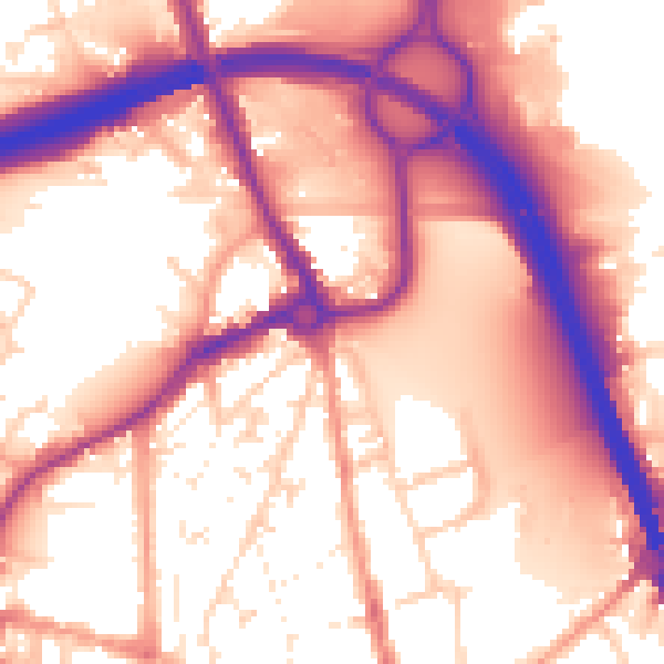 Daytime road noise heatmap for IP33 1JD