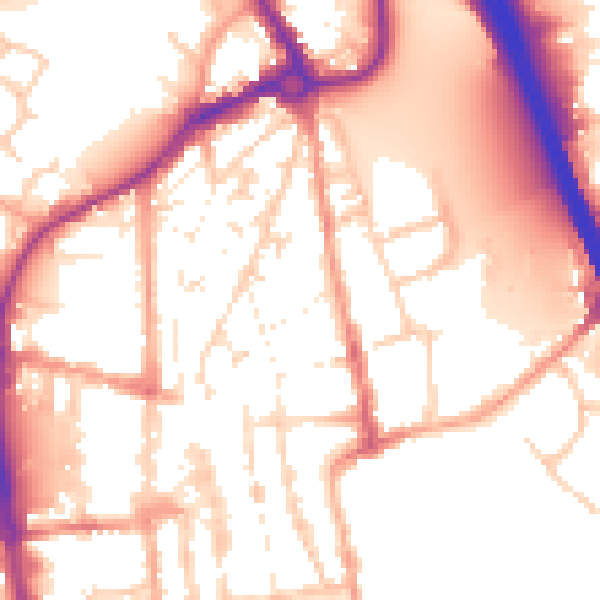 Daytime road noise heatmap for IP33 1JJ