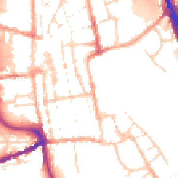 Daytime road noise heatmap for IP33 1LY