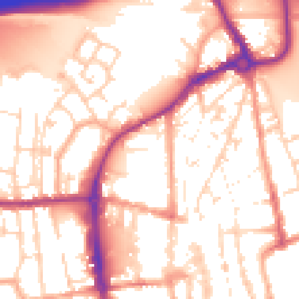 Daytime road noise heatmap for IP33 1TQ