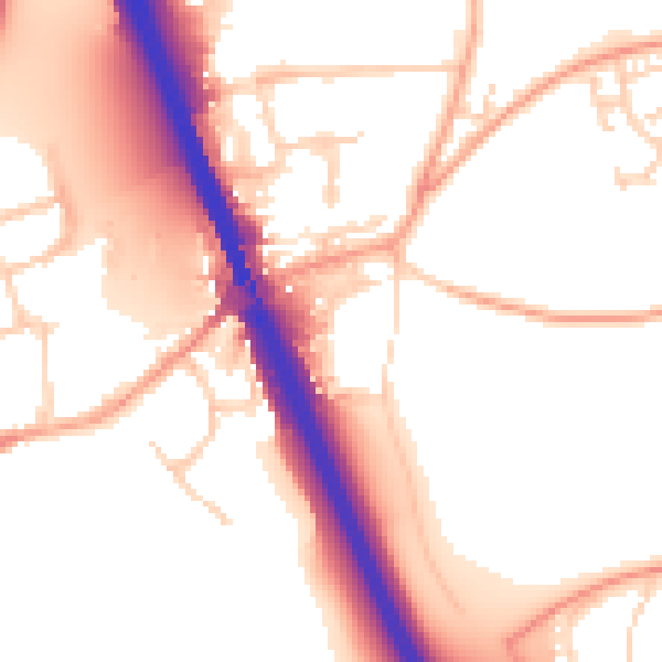 Daytime road noise heatmap for IP33 1UQ