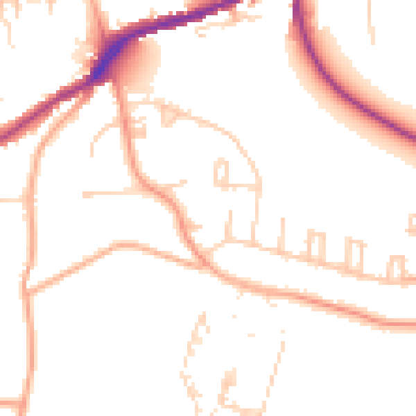 Daytime road noise heatmap for IP33 2JY