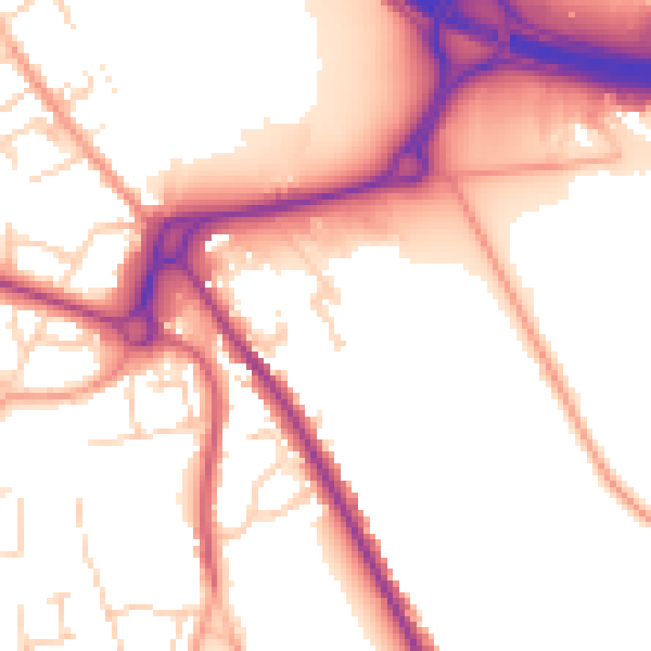 Daytime road noise heatmap for IP33 2SN