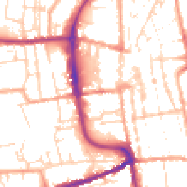Daytime road noise heatmap for IP33 3DJ
