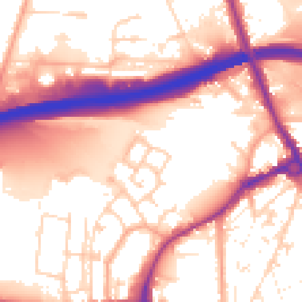 Daytime road noise heatmap for IP33 3ZE