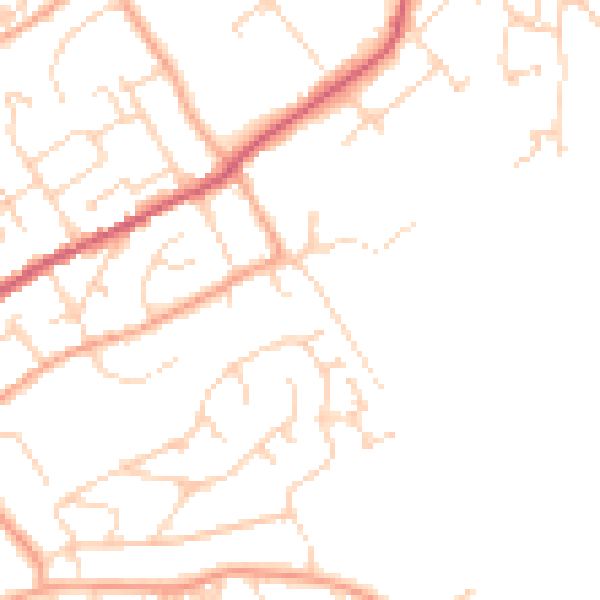Daytime road noise heatmap for IP7 5AS