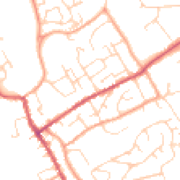 Daytime road noise heatmap for IP7 5AW