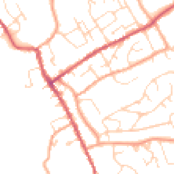 Daytime road noise heatmap for IP7 5BD