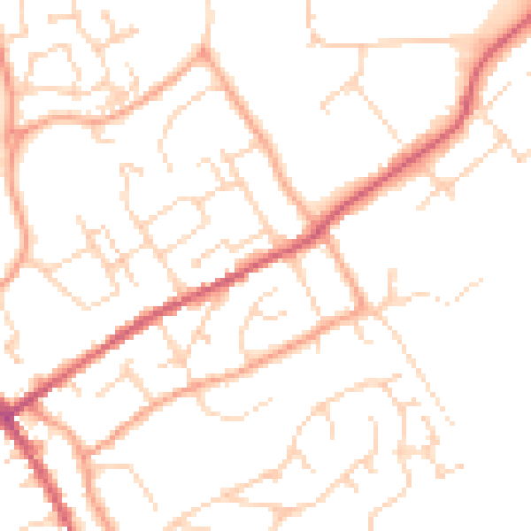 Daytime road noise heatmap for IP7 5BZ