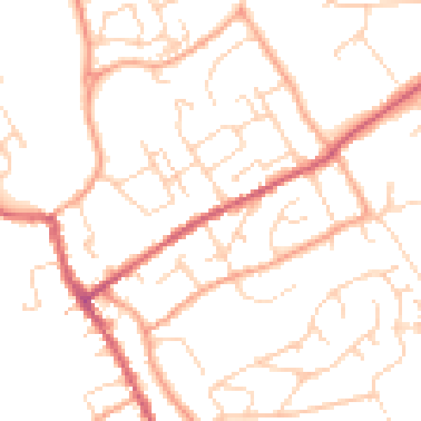 Daytime road noise heatmap for IP7 5DE