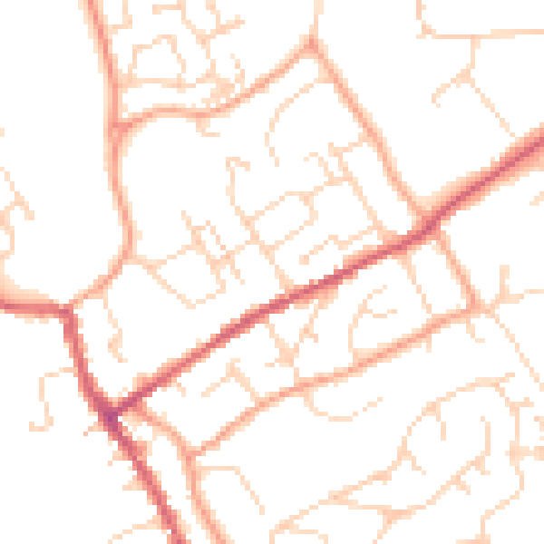 Daytime road noise heatmap for IP7 5ES