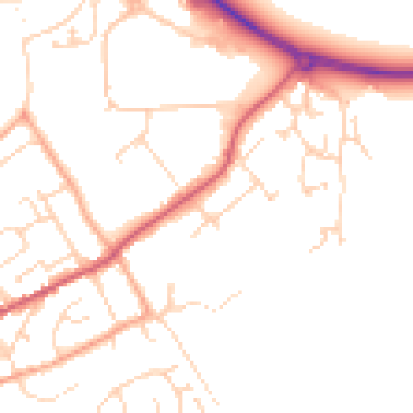 Daytime road noise heatmap for IP7 6AH