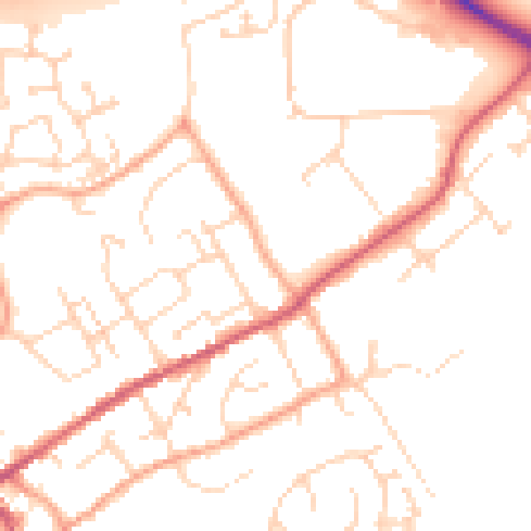 Daytime road noise heatmap for IP7 6BJ