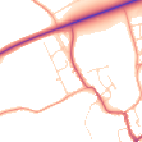 Daytime road noise heatmap for IP7 6DE