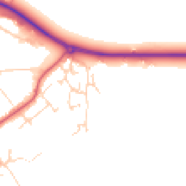 Daytime road noise heatmap for IP7 6DG