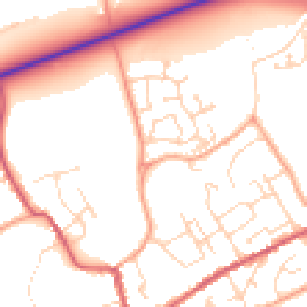 Daytime road noise heatmap for IP7 6DW
