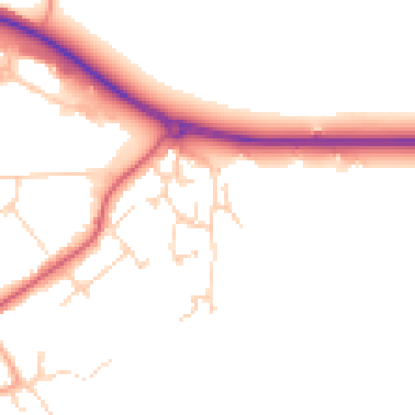 Daytime road noise heatmap for IP7 6FG