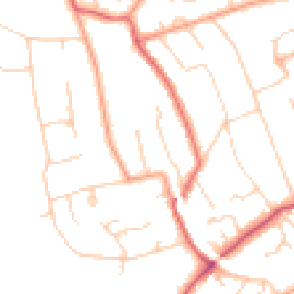 Daytime road noise heatmap for KT20 5DS