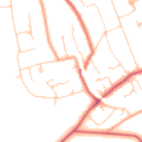 Daytime road noise heatmap for KT20 5DT