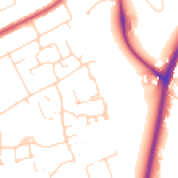 Daytime road noise heatmap for KT20 5FR