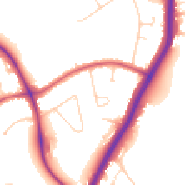 Daytime road noise heatmap for KT20 5NB