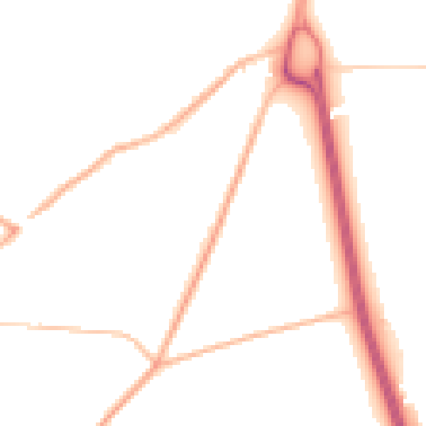 Night-time road noise heatmap for KT20 5SA