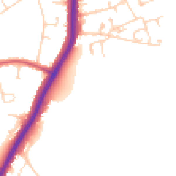 Daytime road noise heatmap for KT20 6AH