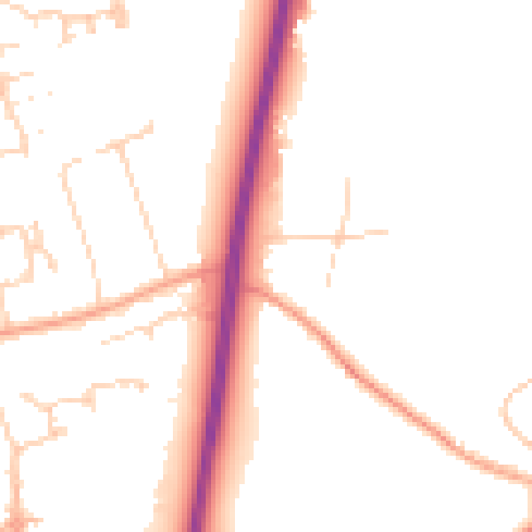 Daytime road noise heatmap for KT20 6BF